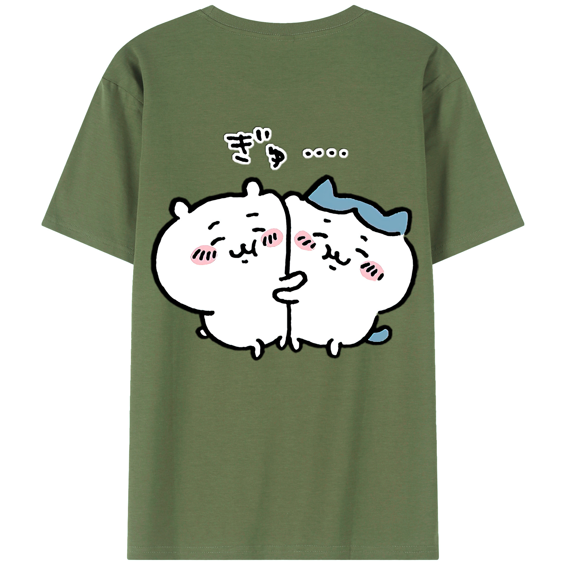 （画像用） ちいかわ ハチワレ Chii-kawa hachiware 綿100％ メンズ半袖Tシャツ（バックプリント） 通気性